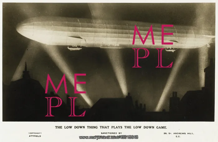 : Zeppelin illuminated by searchlights : Zeppelin illuminated by searchlights