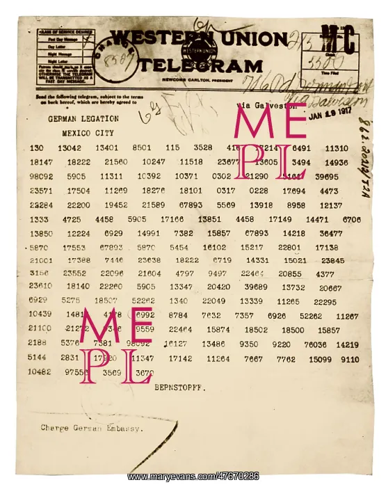 : Zimmermann Telegram, 1917 : Zimmermann Telegram, 1917