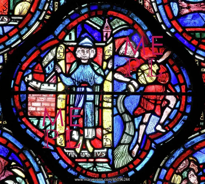 : Zodiac and labours of the months stained glass : Zodiac and labours of the months stained glass