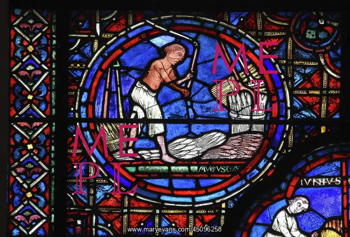 : Zodiac and labours of the months stained glass : Zodiac and labours of the months stained glass