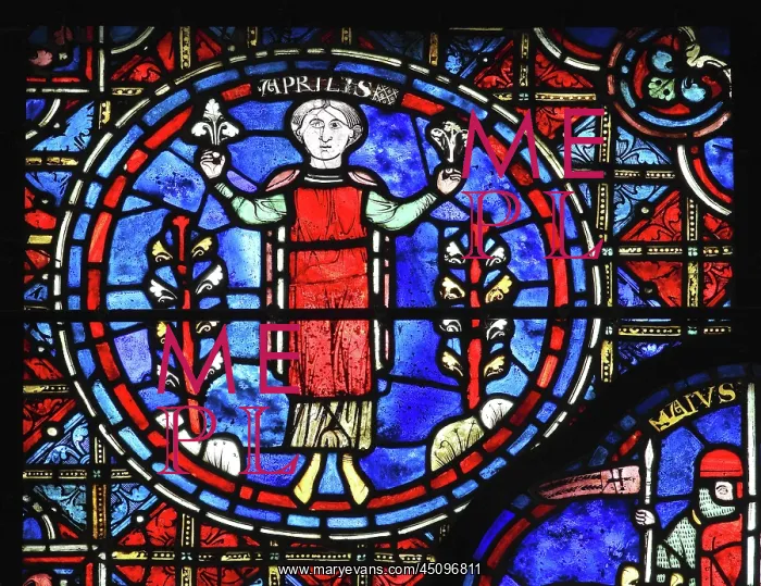 : Zodiac and labours of the months stained glass : Zodiac and labours of the months stained glass
