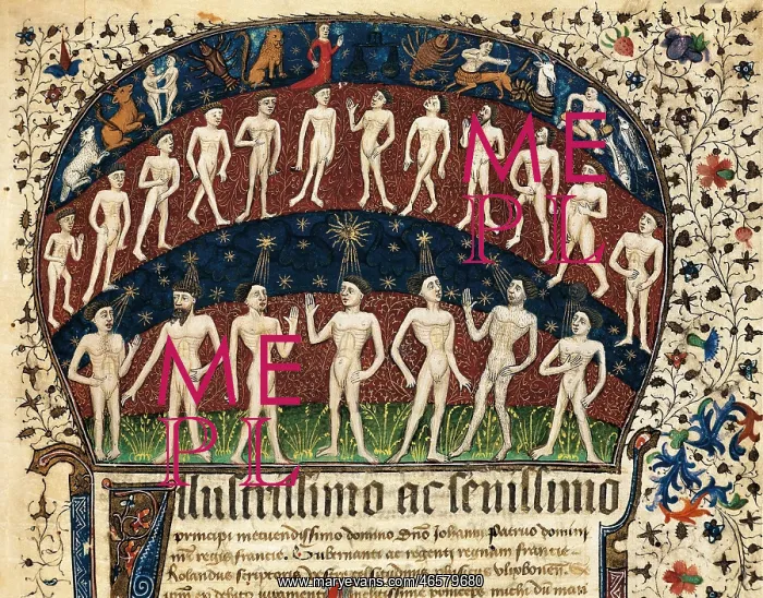  : Zodiac Signs and group of men. Illustration on Folio
