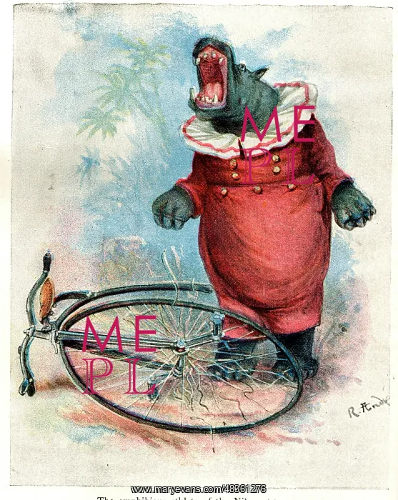 : Zoo Animals Up To Date on Cycles - Hippo on Penny Farthing : Zoo Animals Up To Date on Cycles - Hippo on Penny Farthing