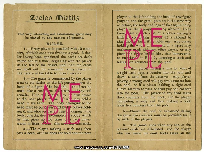 : Zooloo Misfitz instruction leaflet : Zooloo Misfitz instruction leaflet