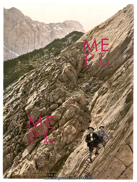 : Zugspitze, view showing side path, Upper Bavaria, Germany : Zugspitze, view showing side path, Upper Bavaria, Germany