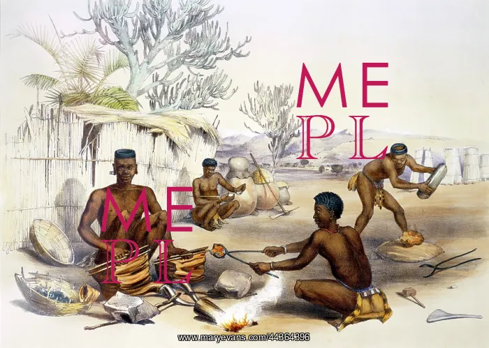 : Zulu blacksmiths at work, 1849 : Zulu blacksmiths at work, 1849