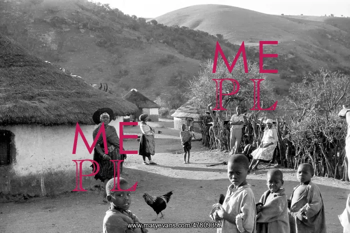  : Zulu village: with villagers