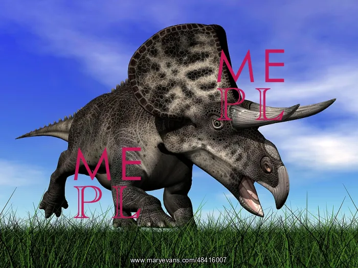 : Zuniceratops dinosaur running in the grass : Zuniceratops dinosaur running in the grass