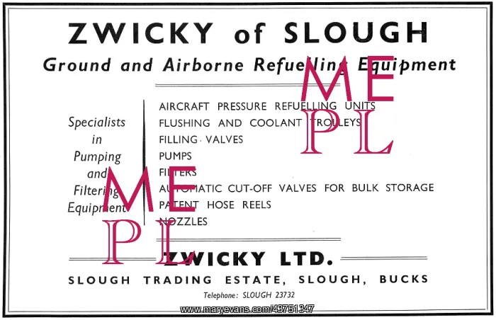 : Zwicky Aircraft Refuelling Equipment : Zwicky Aircraft Refuelling Equipment