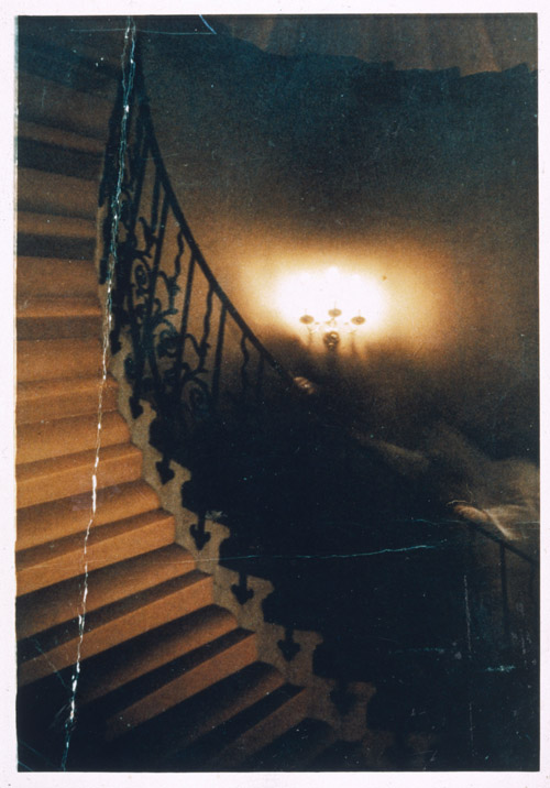 Figures photographed on the Tulip Staircase of the Queen's House, though photographer saw nothing ; during normal opening hours of the Museum Date: 19 June 1966