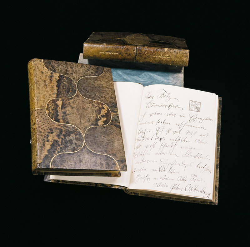Leather covers designed for books by Peter Altenberg, made by the Wiener Werkstaette. Leather.
circa 1905