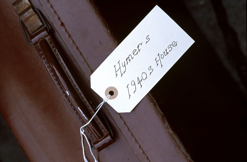 A typical 1940s brown leather suitcase, belonging to the Hymers family and destined for 'The 1940s House' in West Wickham, Kent. Date: 1940s (re-enactment)