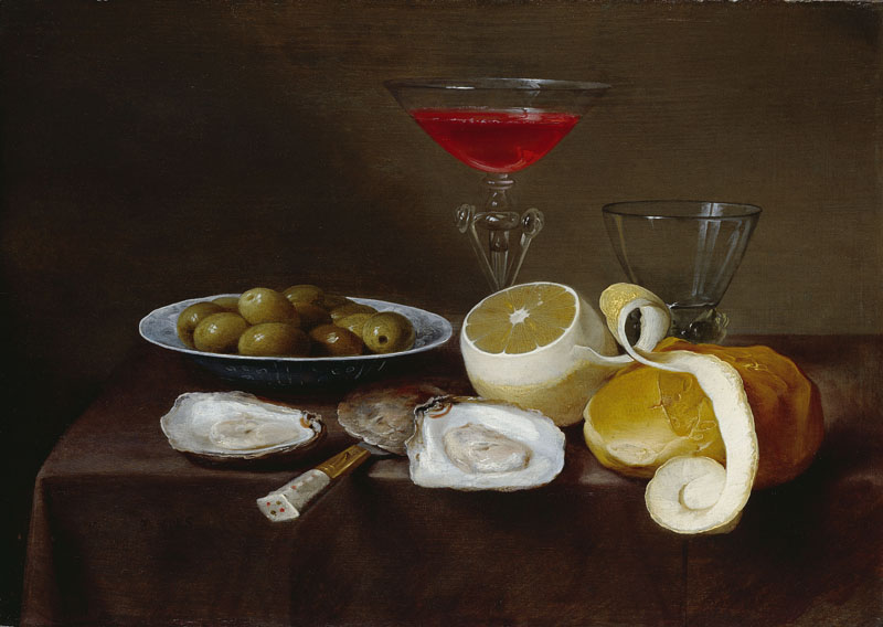 Still Life with Oysters. Van Es spent his entire life in Antwerp although he is said to have visited Rome in 1636. He seems to have worked exclusively as a painter of still life. Paintings of foodstuffs were his speciality. This shows a relatively modest meal with expensive accessories: a blue and white Wan-li porcelain plate from China, a Venetian-style drinking glass and an ivory-handled knife. The glass reappears in a number of van Es's paintings., Foppens van Es, Jacob
17th century