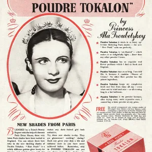 1940 UK Magazine Poudre Tokalon Face Powder Ad 1940 UK Magazine Poudre Tokalon Face Powder Ad