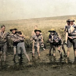 1st Bellevue Scouts crossing watercourse 1st Bellevue Scouts crossing watercourse