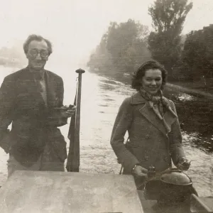 A. P. Herbert on a riverboat with his daughter