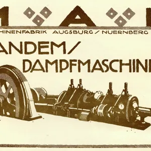 An advertisement for MAN tandem steam powered machines An advertisement for MAN tandem steam powered machines