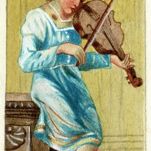 Artwork by Florence Auerbach, boy playing violin Artwork by Florence Auerbach, boy playing violin
