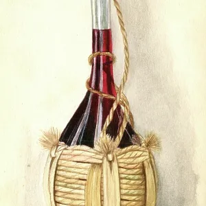 Artwork by Florence Auerbach, flask of red wine Artwork by Florence Auerbach, flask of red wine