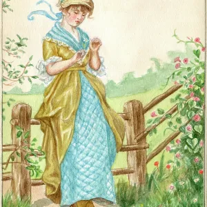 Artwork by Florence Auerbach, girl with a daisy Artwork by Florence Auerbach, girl with a daisy