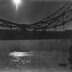 Atmospheric night scene with bridge Atmospheric night scene with bridge