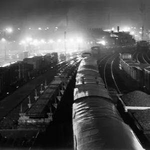 Atmospheric view of a railway station at night Atmospheric view of a railway station at night