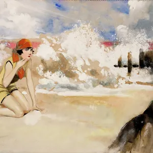Bathing belle on the beach, 1920s Bathing belle on the beach, 1920s