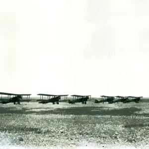 Six biplanes lined up in the desert, Iraq Six biplanes lined up in the desert, Iraq