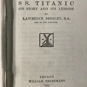 Book, The Loss of the SS Titanic, by Lawrence Beesley