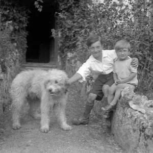 Two boys and a shaggy dog Two boys and a shaggy dog