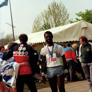 British Caribbean marathon runner stand facing the camera British Caribbean marathon runner stand facing the camera
