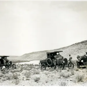 British ground support convoy in desert, Middle East British ground support convoy in desert, Middle East