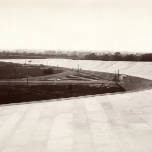 Brooklands Track - Banking viewed from the Footbridge Brooklands Track - Banking viewed from the Footbridge