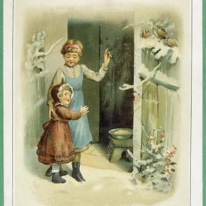 CARD ; GIRLS & BIRDS CARD ; GIRLS & BIRDS