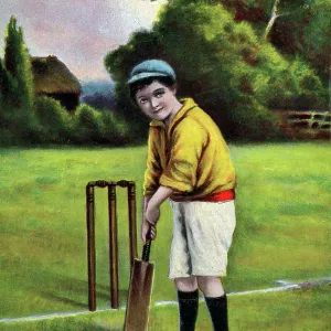 The Century Maker - a young cricketer at the crease The Century Maker - a young cricketer at the crease