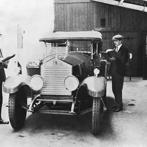 Checking Hooper coachwork on Rolls Royce car Checking Hooper coachwork on Rolls Royce car