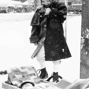Child with a plastic bobsleigh in Vienna 1979 Child with a plastic bobsleigh in Vienna 1979