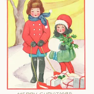 Two children out in the snow