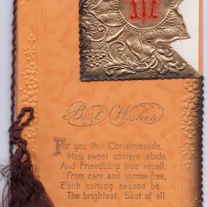 Christmas card with initial M and verse Christmas card with initial M and verse