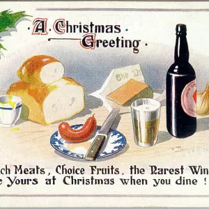 Christmas postcard, basic food and drink Christmas postcard, basic food and drink