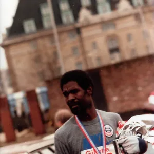 Close up of British Caribbean marathon runner Close up of British Caribbean marathon runner