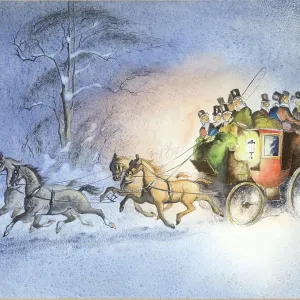 Coach and four in the snow Coach and four in the snow