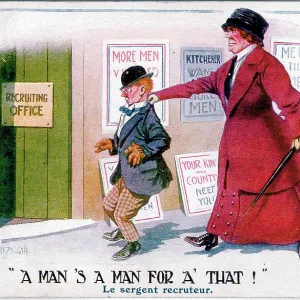 Comic postcard, wartime recruitment, WW1 Comic postcard, wartime recruitment, WW1