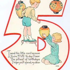Cutout birthday card, age 5 Cutout birthday card, age 5