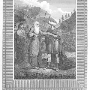 David kisses Barzillai and blesses him