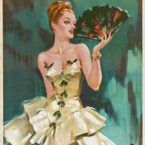 David Wright woman with black and red fan David Wright woman with black and red fan