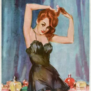 David Wright woman in short black underslip David Wright woman in short black underslip