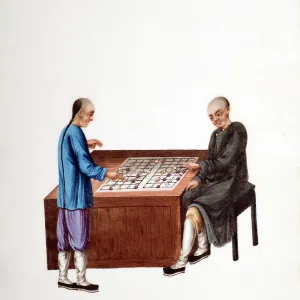 Drawing of 2 Chinese men playing mahjong Drawing of 2 Chinese men playing mahjong
