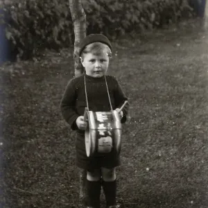 Eric Atherton Smith - young boy aged 3 with his toy drum Eric Atherton Smith - young boy aged 3 with his toy drum