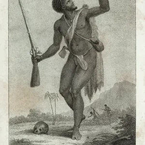 An escaped black slave carrying a firearm An escaped black slave carrying a firearm